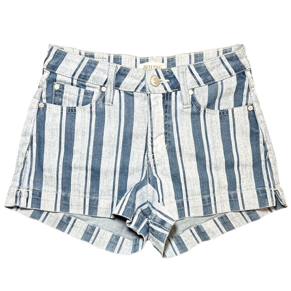 SHYANNE Striped High Rise Western, Retro Denim Shorts Sz: 28
